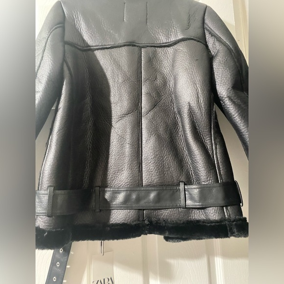 @@@ZARA@@@Zara Biker Belted Double-Faced Jacket. - Picture 11 of 16